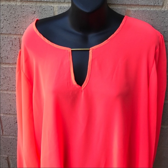 Neon Orange plus Sz blouse 2X - Picture 2 of 4